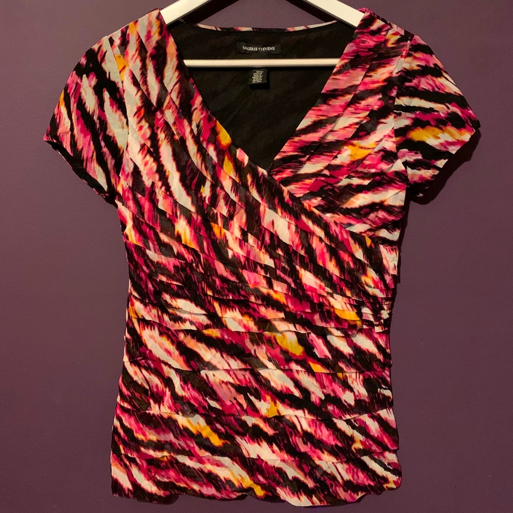 Valérie Stevens rouched short sleeve blouse